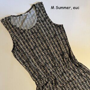 Medium Lularoe Summer tank dress, black and beige tribal print